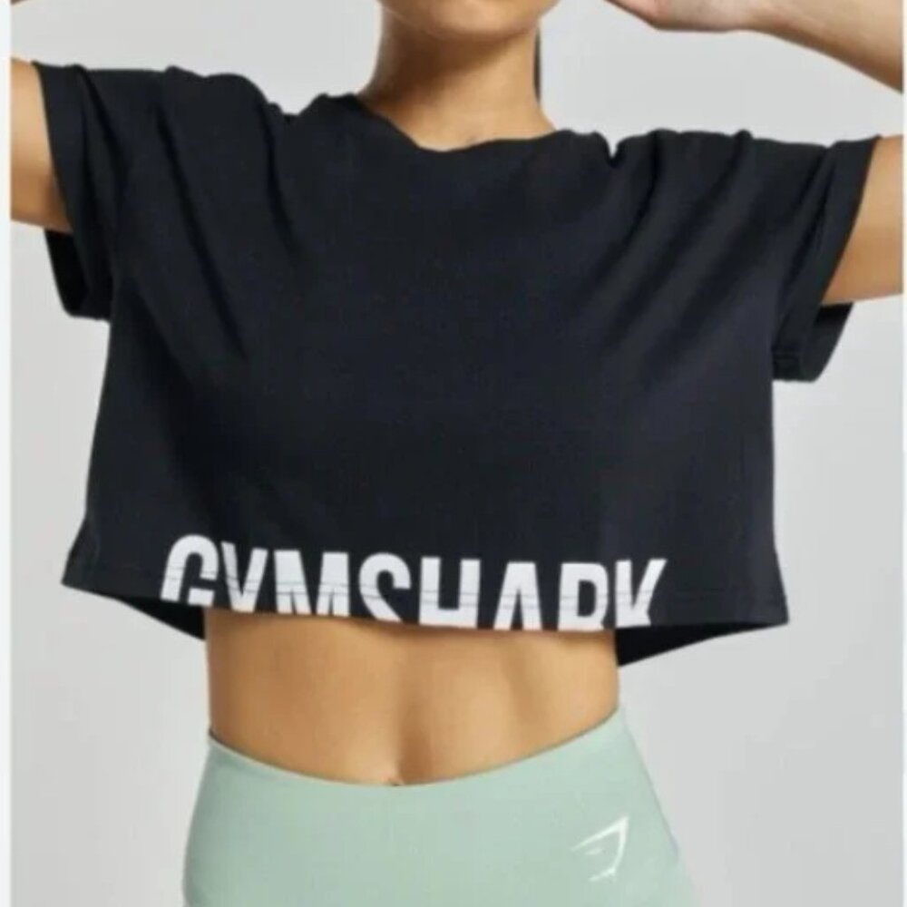 Gymshark Fraction Crop Top Small Black